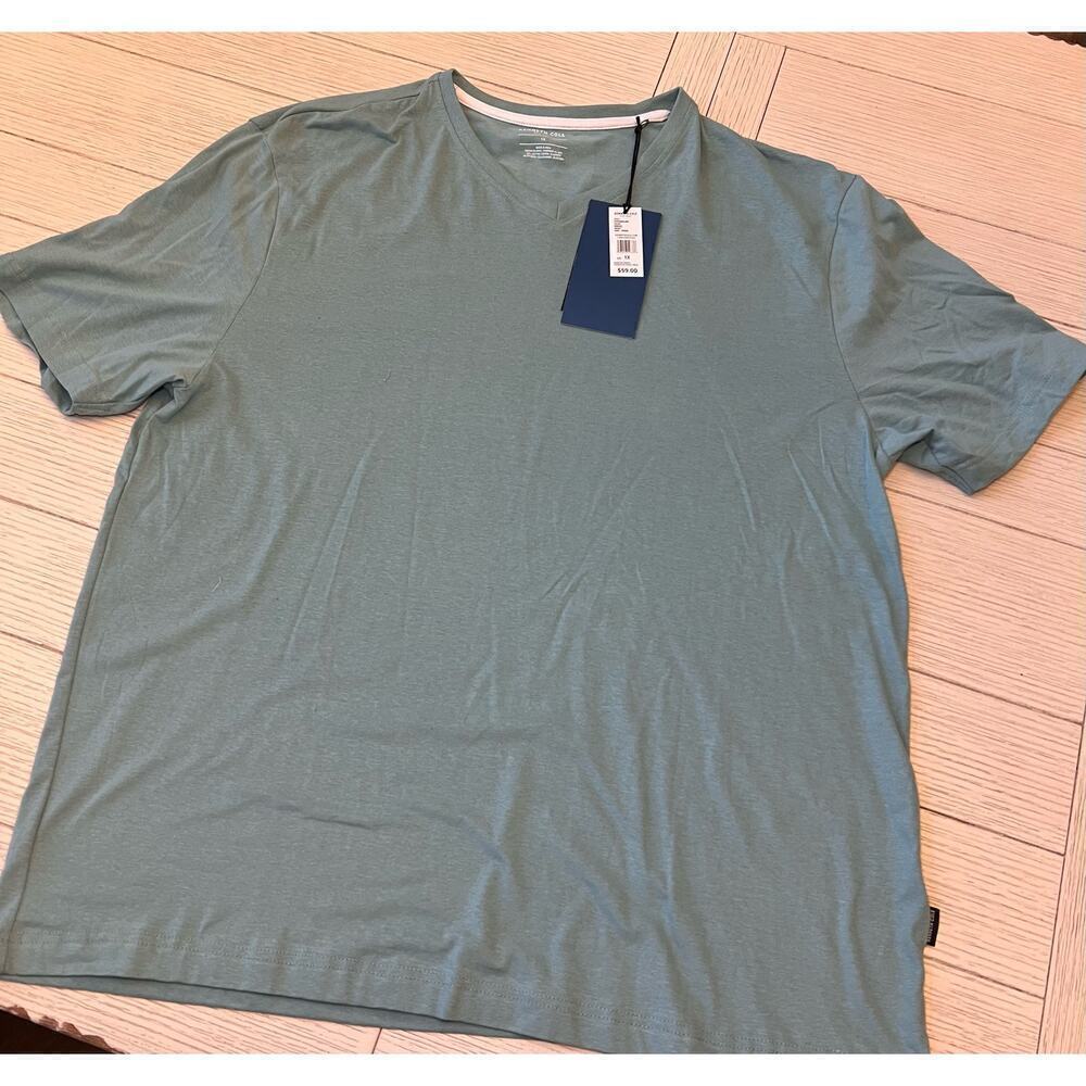 NWT Kenneth Cole v neck men’s short sleeve cotton/spandex sage green tee. Sz 1X